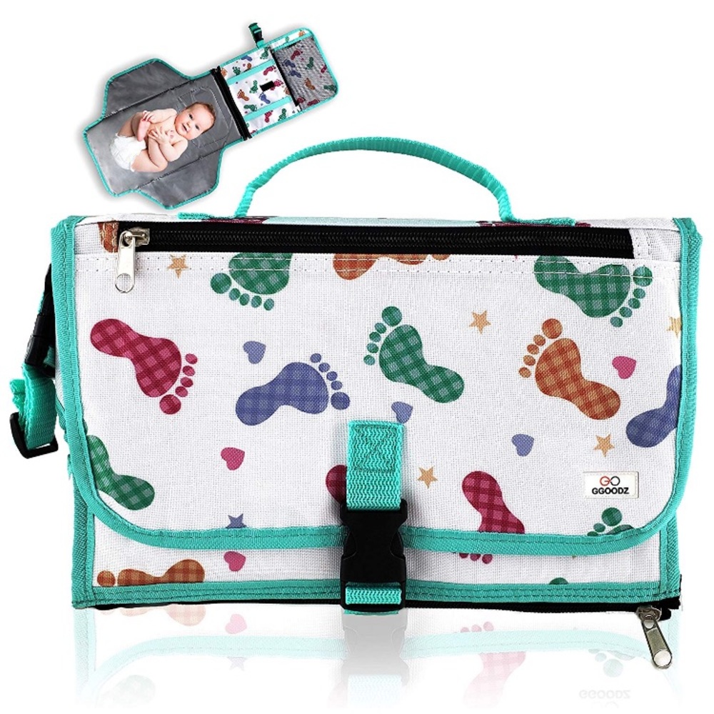 Portable diaper changing pad with wipes pocket